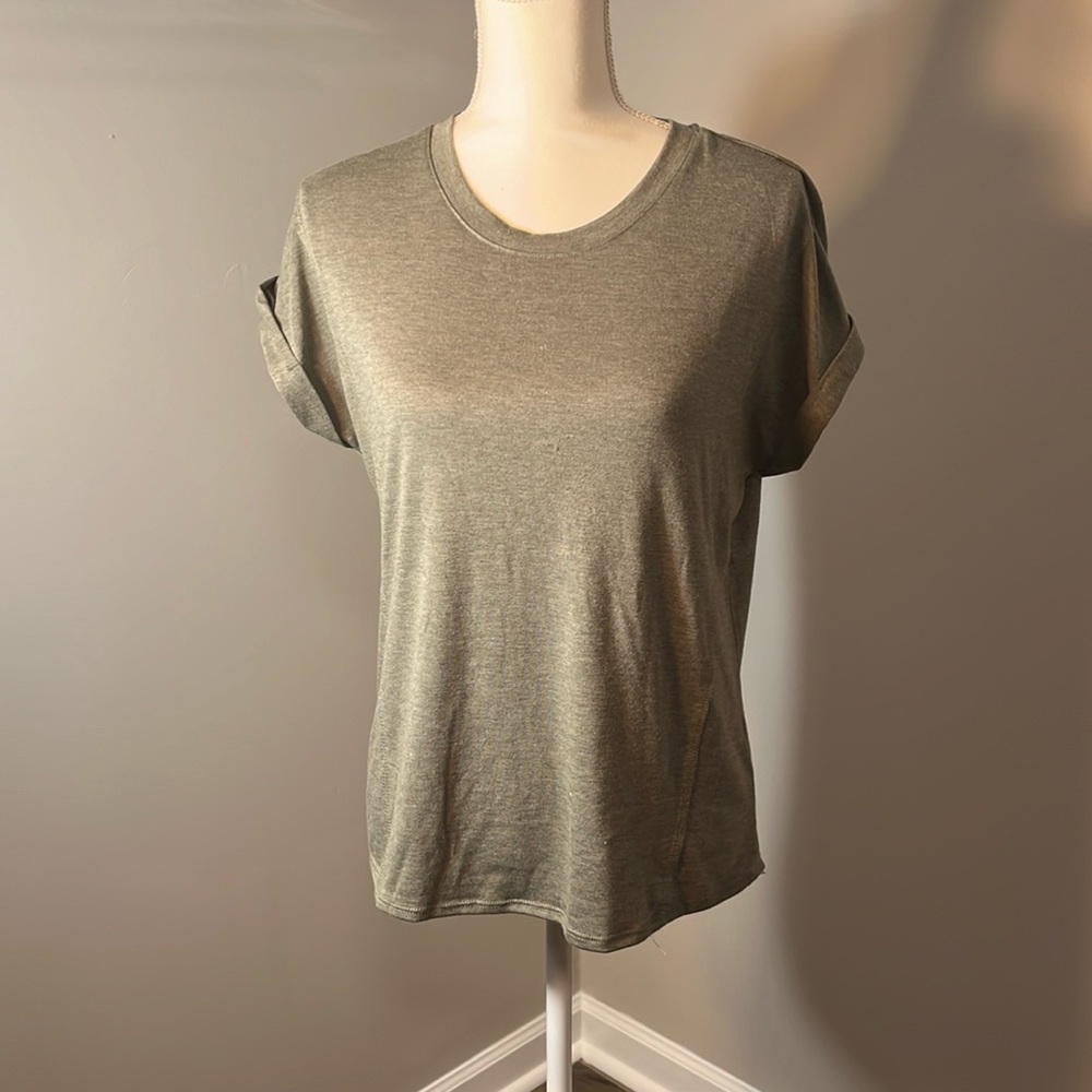 2 Pink Rose t shirts size med. light blush and light army green.